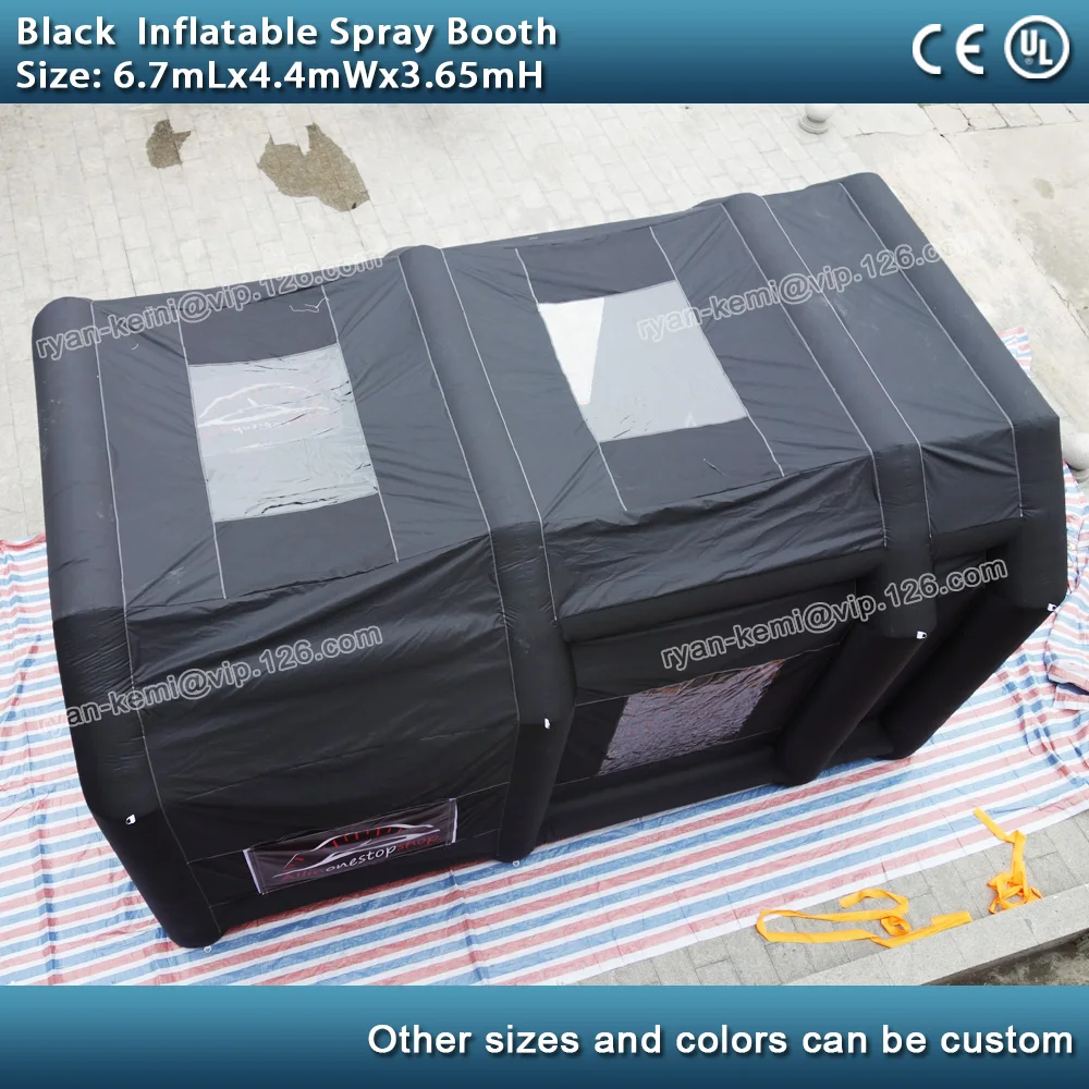 6.7mLx4.4mWx3.65mH черный надувная аэрозольная камера надувной автомобиль покрасочный бокс Палатка Надувные гаражи со смотровым окошком с