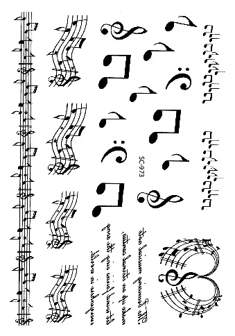 SC2973 Large Taty Sketch Black White Music Notes Water Transfer Body Art Temporary Tattoo Stickers Fake Tatoos Tatouage SC2973 Large Taty Sketch Black White Music Notes Water Transfer Body Art Temporary Tattoo Stickers Fake Tatoos Tatouage