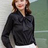 Lenshin nouveau tissu de haute qualité lisse et doux chemise à nœud pour les femmes Blouse cravate élégant hauts à manches longues bureau dame vêtements de travail ► Photo 2/6