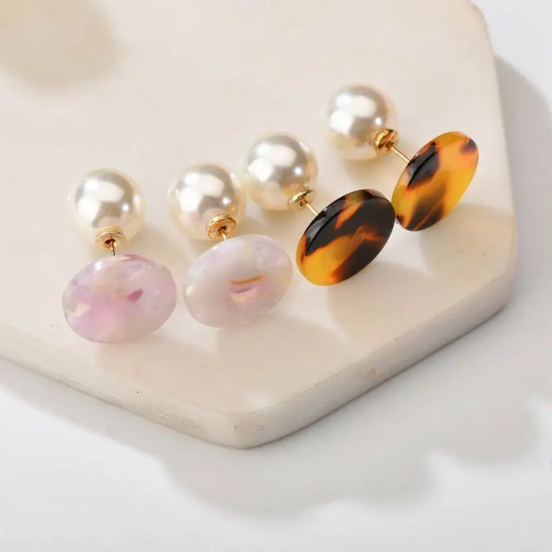 

Creative Acetate Plate Round Leopard Print Stud Earrings for Woman Aretes De Mujer Modernos 2018 Earings acrylic Fashion Jewelry