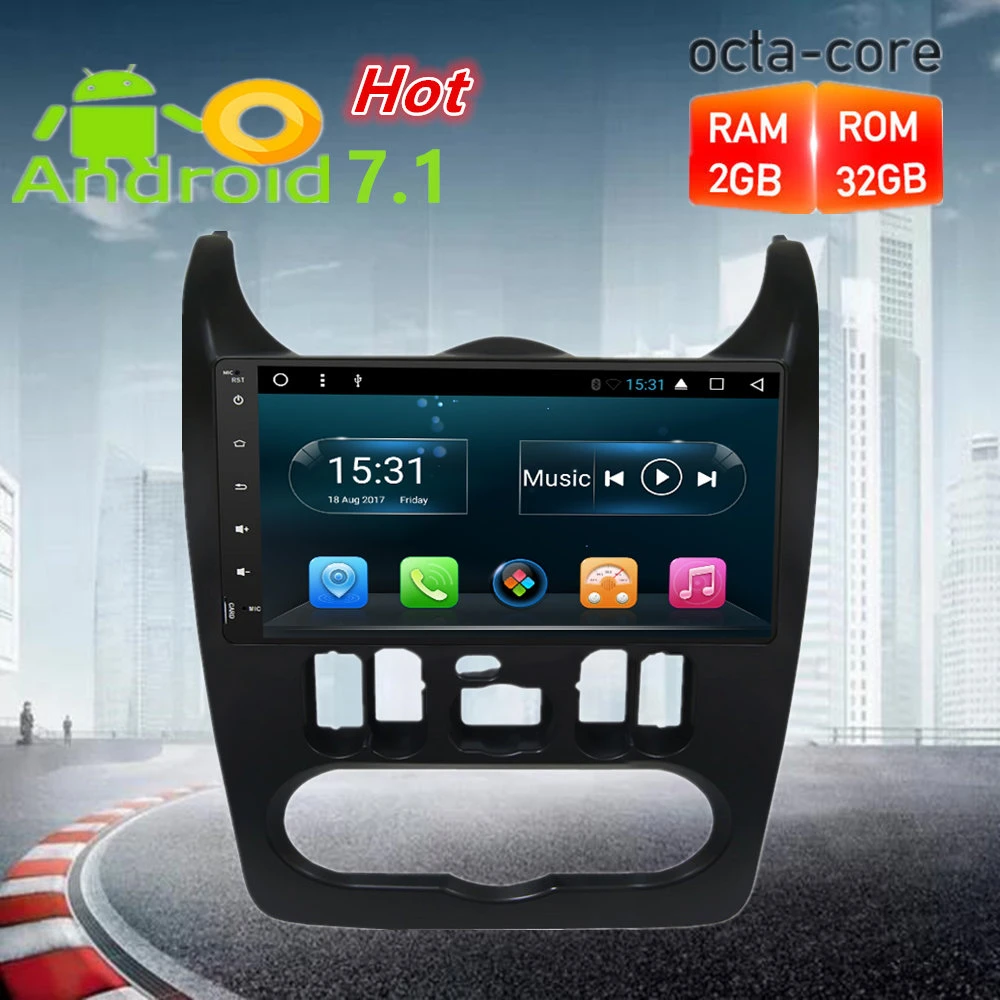 Android 7.1 Car Radio GPS Multimedia Player Navi for Renault Logan Sandero Dacia Duster 9 inch Car Autoradio Headunit Video WiFi Bluetooth Navigation Black Android7.1 1+16G GPS Renault