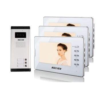 

Brand New Apartment Intercom System 3 Monitor Wired 7" Color Video Door Phone Intercom System for 3 Family House FREE SHIPPING