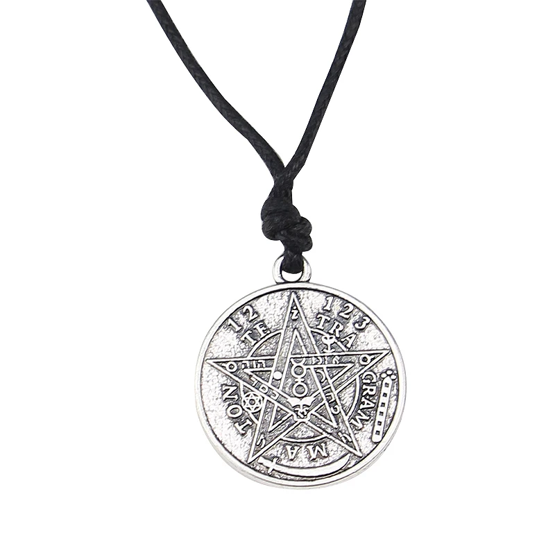 

Fashion lychee Supernatural Tetragrammaton Pentagram Pentacle Men Pendant Necklace Rope Chain Gothic Punk Wicca Jewelry