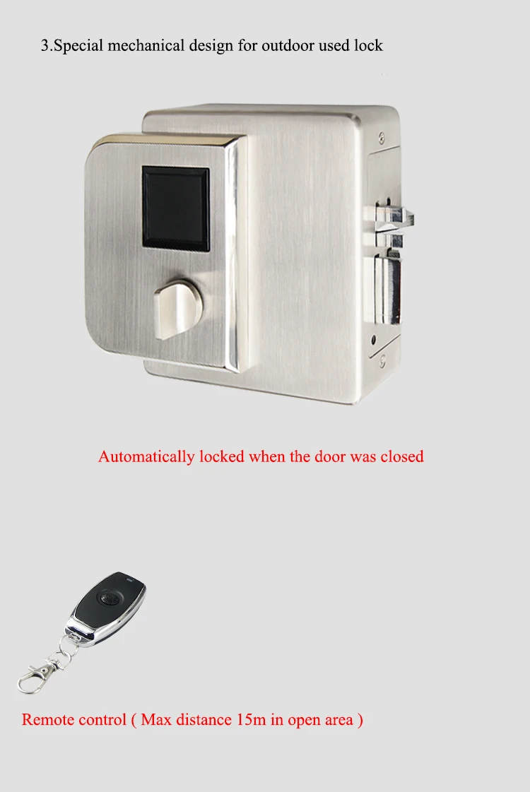 Беспроводной водонепроницаемый дверной замок с дистанционным управлением, открытый Электрический дверной замок с поддержкой IC RFID считыватель отпечатков пальцев(опционально