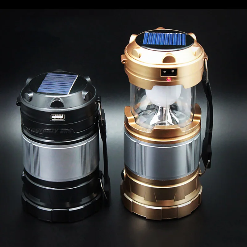 Led Camping Backpacken Lantaarn Lamp Licht Zonnepaneel of Usb poort