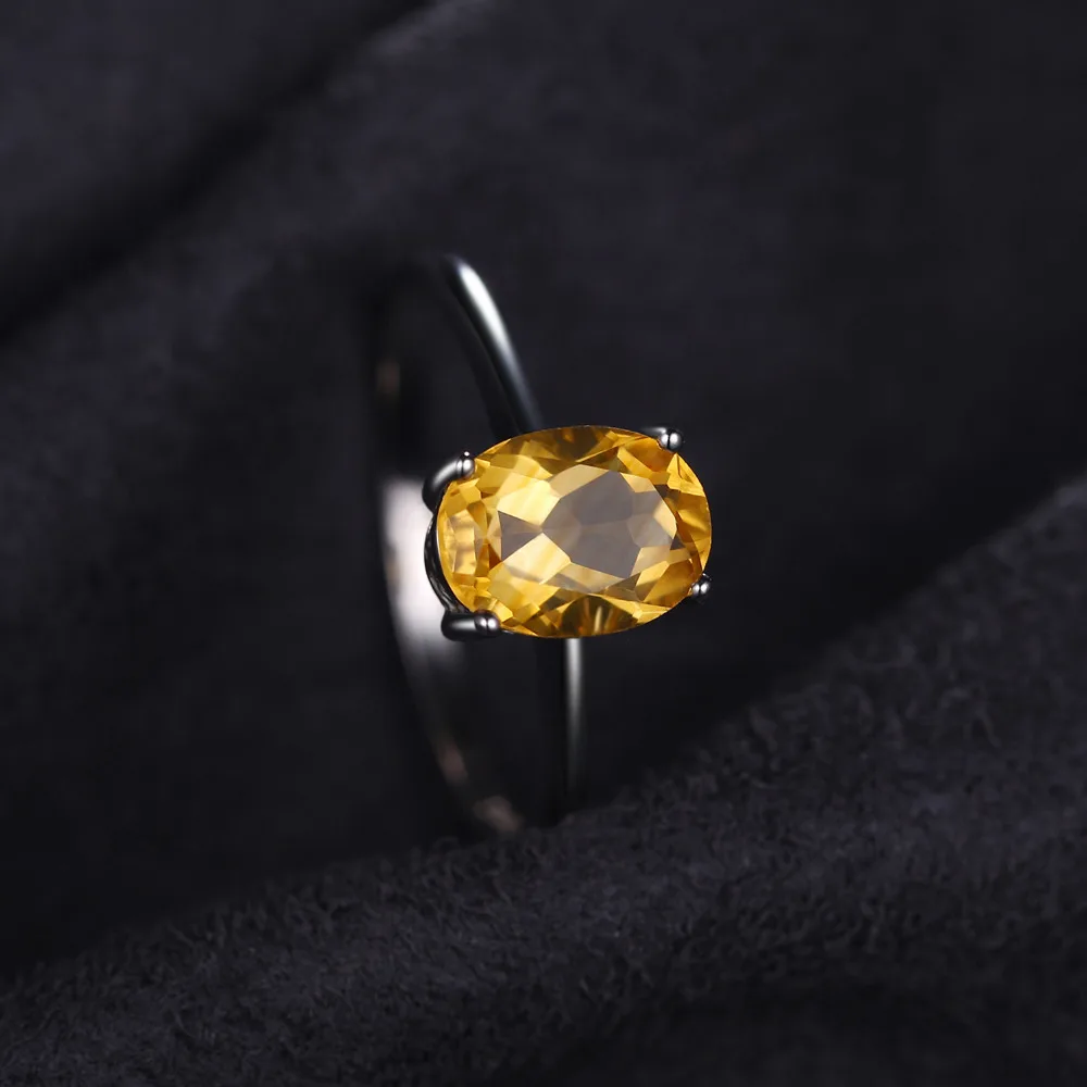 Jewelrypalace Овальный 1.1ct натуральный цитрин камень пасьянс кольцо стерлингового