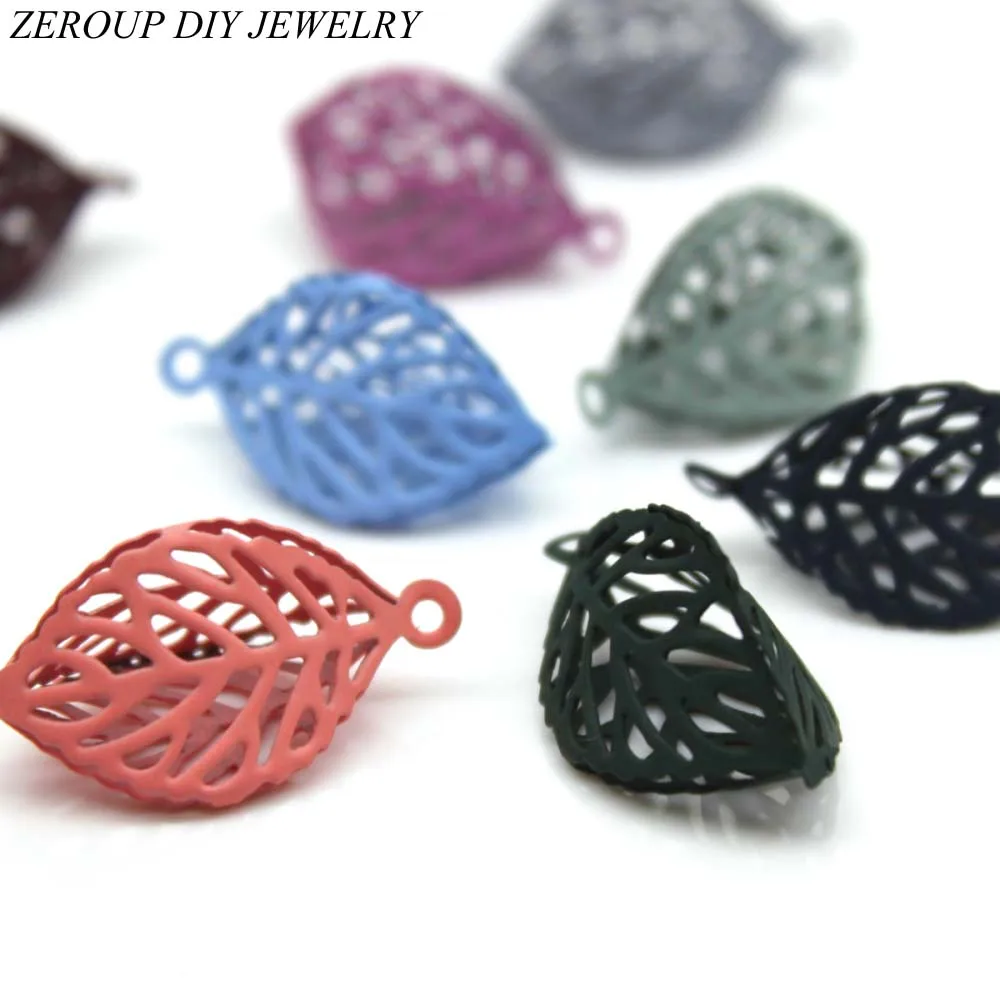 

Leaves Shape Hollow Charms Earring Accessories Diy Jewlery Making Eardrop Pendant Necklace Components 11 Colors 10pcs