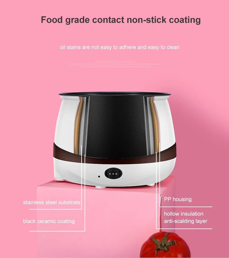 110V/220V Mini Multifunctional Electric Cooking Pot Machine Single/Double Layer Available Rice Cooker Steamed Non-stick coating