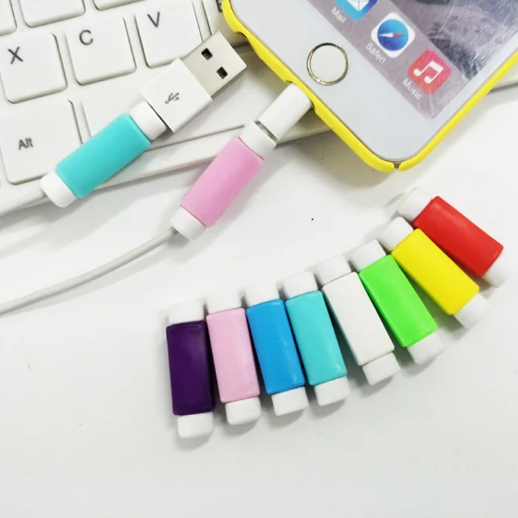 500 шт./лот зажим usb-кабеля наушники протектор красочные наушники чехол для Apple iPhone 5 6 7 plus