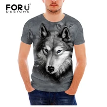 FORUDESIGNS Brand Design 3D Wolf Men's Short Sleeve T-shirt Round Collar Men Tshirts Camisetas Fashion Casual Tees Shirts Homme