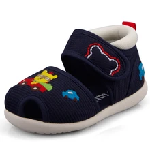 Crtartu Летний стиль 1 пара темно-синий липкий вышивка мультфильм медведь+ желтый медведь+ автомобиль детская обувь