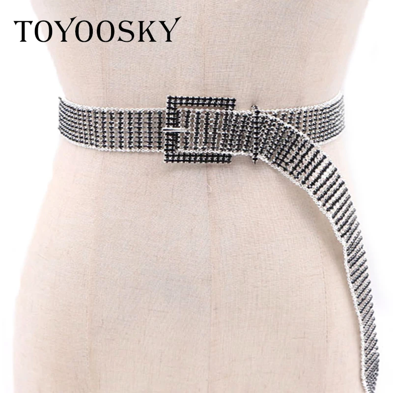 TOYOOSKY 4 цвета модный роскошный женский пояс с восьмирядными яркими стразами