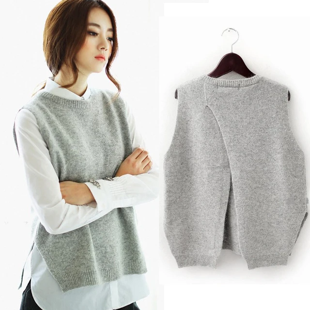 2017 Spring Loose Big Yards Female Hedging Sweater Vest Sweater Vest Round Neck Wool Vest Waistcoat Jacket