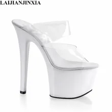 Laijianjinxia/ Пикантные туфли с кристаллами 17 см ультра Высокие каблуки танцор Средства ухода за губами на платформе Шлёпанцы для женщин ночной клуб 7 дюймов Обувь для танцев G-010