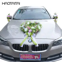 Тюль бантом PE Роза ленты свадебный автомобиль цветок набор спереди капот автомобиля цветок набор 2018