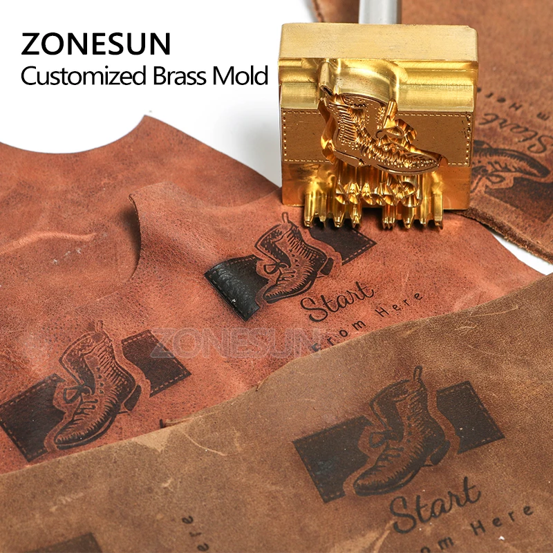  ZONESUN Brass stamp custom mold trademark wedding invitation card logo DIY wood leather cookie copp - 32893288880