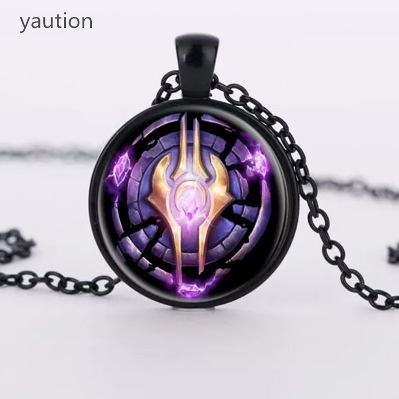 WoW World of Warcraft ожерелье Draenei крест Круглый Кулон бижутерия фиолетовое цепочка
