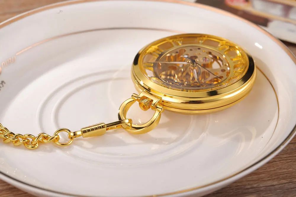 Fine Workmanship Hollow Gold Mechanical Pocket Watch Chain