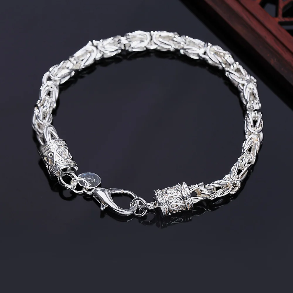 Серебряная цепочка, изысканный витой браслет, модная цепочка с подвесками для женщин и мужчин, одноцветная, для свадьбы, Милые простые модели ювелирных изделий, H207