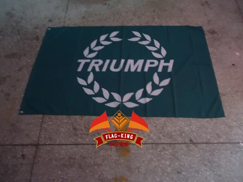 Триумф Мотоциклов Флаг 3x футов Полиэстер, 90X150 CM, флаг царя, зеленый Триумф баннер