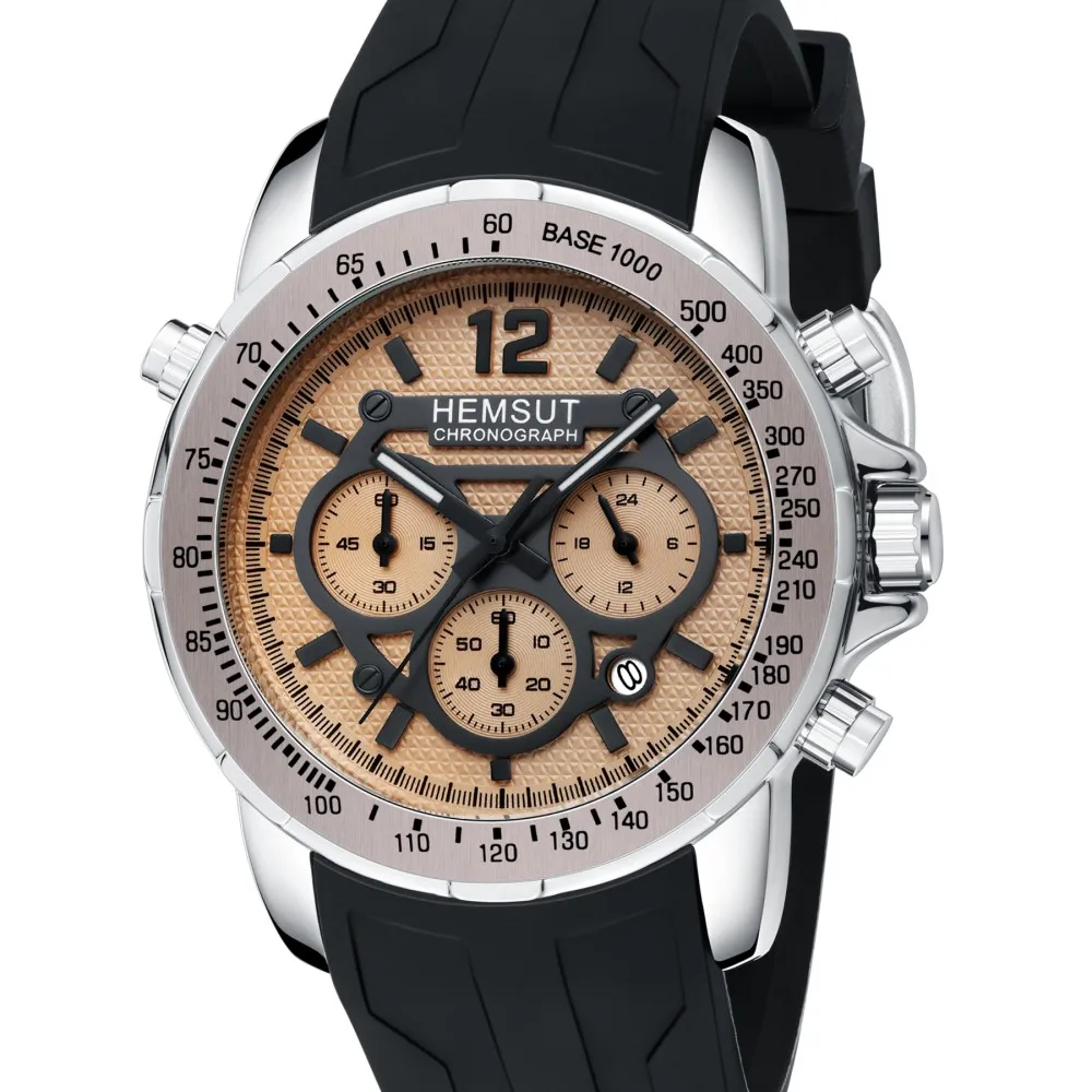 HEMSUT новые Брендовые мужские часы с хронографом белые Наручные часы с резиновым ремешком Мужские Модные - Цвет: Белый