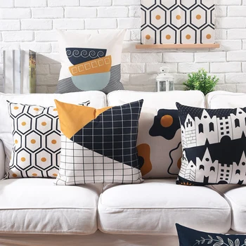 

Drop Ship Yellow Black Geometric Cushion Cover Duck Egg Pillow Cover Home Decor Pillowcase Decorative Pillowsham