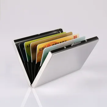 

Quality Stainless Steel Credit Card Holder Men Slim Anti Protect Travel ID Cardholder Women Rfid Wallet Metal Small Box Case