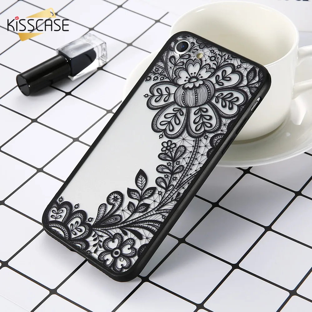 Чехлы KISSCASE для iPhone 6 s 7 8 Plus 5 5S SE роскошный кружевной чехол из ТПУ с цветами S