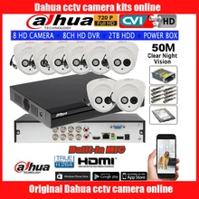 DAHUA 720 P Встроенный микрофон инфракрасная камера системы безопасности HAC-HDW1100E-A купольная камера наблюдения 8CH HCVR5108HS-S3 камера CVI комплект HDD с блоком питания