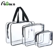 

3 pcs/set Waterproof PVC Transparent Make Up Cosmetic Bags Organiser Women Travel Bath Wash Make up Toiletry Bags with Handles