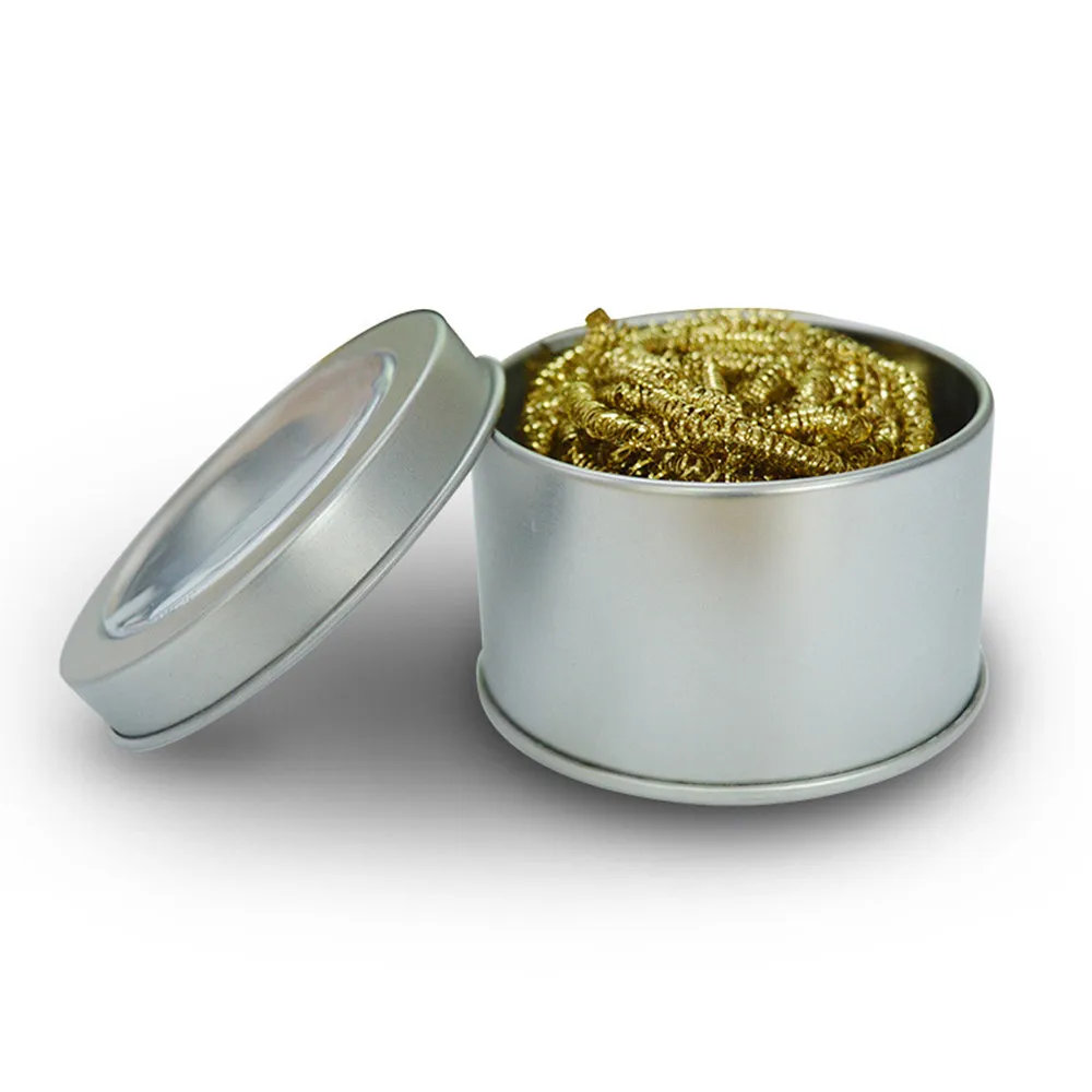 FIXFANS Soldering Iron Tip Cleaner Brass Wire Sponge with Metal Case
