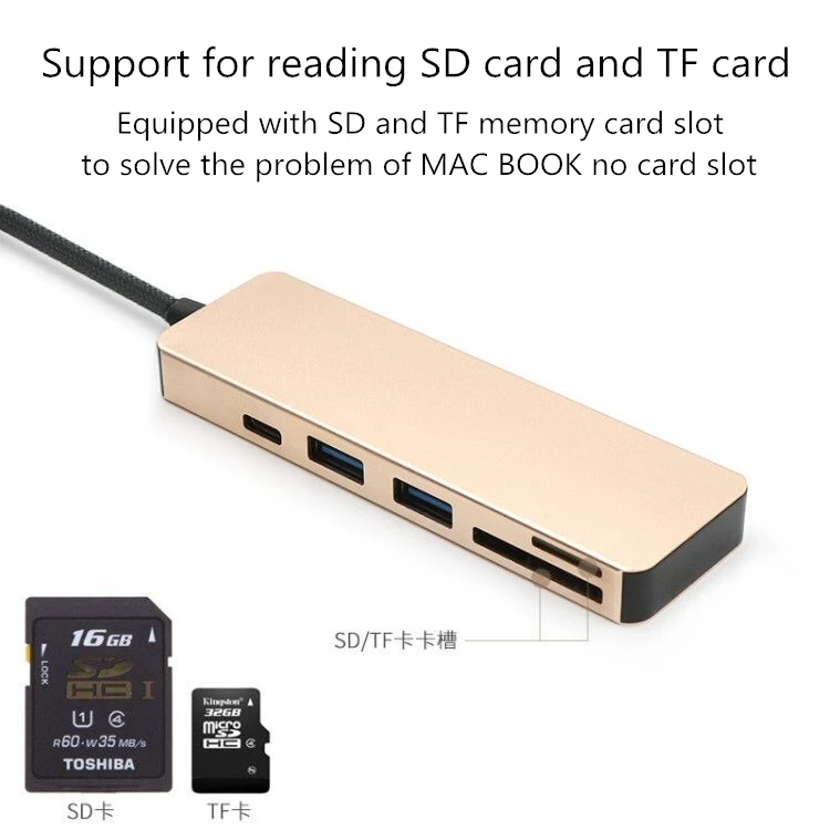 4 in 1 Type-C splitter to Micro SD/TF Card/Fast Charging/USB 3.0 Camera reader HUB otg Adapter Connector For MacBOOK Pro Samsung