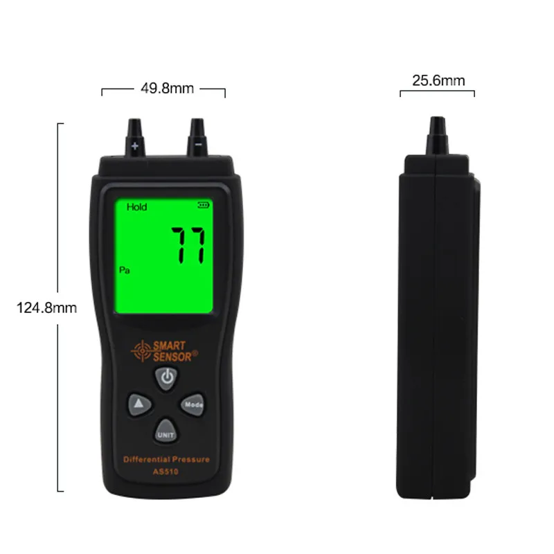 Умный датчик AS510 дифференциальный датчик давления Манометр 0~ 100hPa отрицательный вакуумный измеритель давления