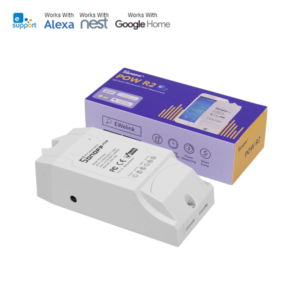 

Sonoff Pow R2 Remote Control Light Switch WiFi Smart Power Monitor Overload Protection Voice Control Schedule Timer
