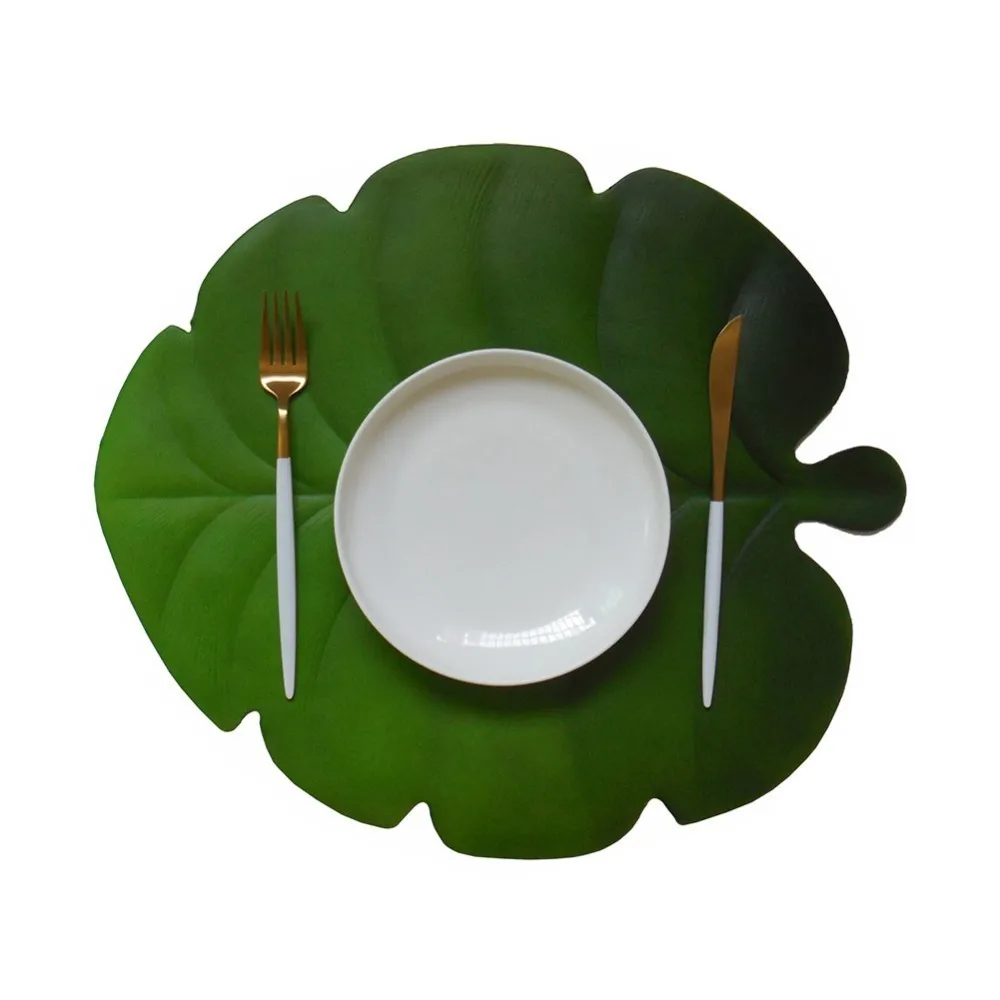 

Waterproof Table Decor Pad Slip-Resistant Pad Tableware Placemat Leaves EVA Dining Table Mat Disc Pads Bowl Pad Coasters