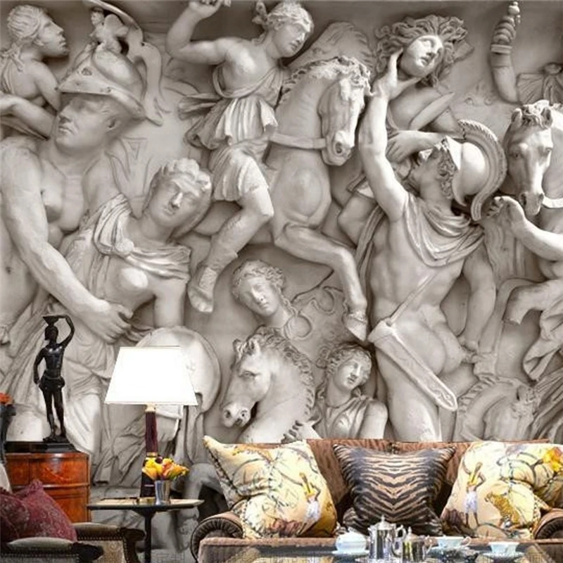 

beibehang wallpaper European Roman statues art wallpaper restaurant retro sofa backdrop 3d wallpaper 3d mural wall paper roll