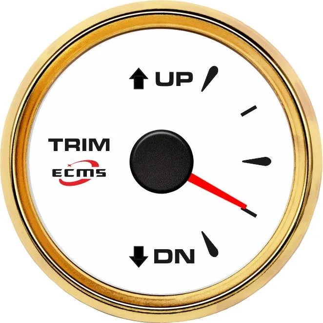 New Design Marine Boat Yacht Automotive Trim Gauge UP-DN 0-190 Ohms 9-32V 52mm 2 Inch 316L Gold Bezel White Dial 802-00057