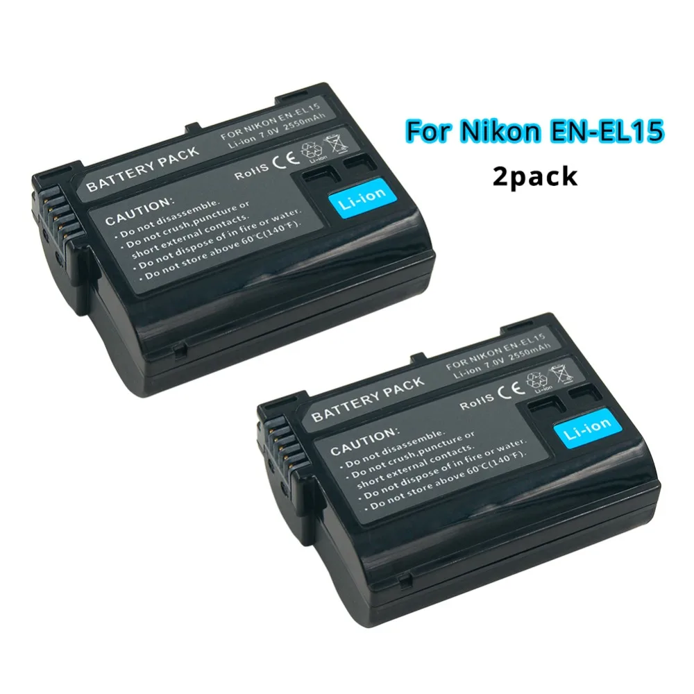 

2550mAh EN-EL15 ENEL15 EN EL15 Digital Camera Battery for Nikon DSLR D600 D610 D800 D800E D810 D7000 D7100 D7200 D7500