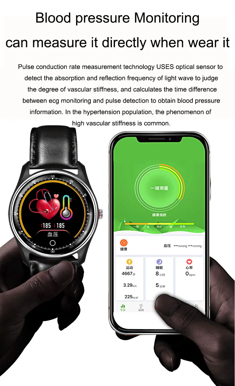 Смарт-часы с сенсорным экраном ЭКГ, браслет, умные часы для мужчин и женщин, измерение сердечного ритма, артериального давления, спортивный браслет, фитнес-трекер
