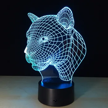 

3D LED Lamp Tiger/Leopard/Lion Acrylic Illusion 7 Colors Touch Control Table Desk Light Lava Night Lamp Room Atmosphere Lighting