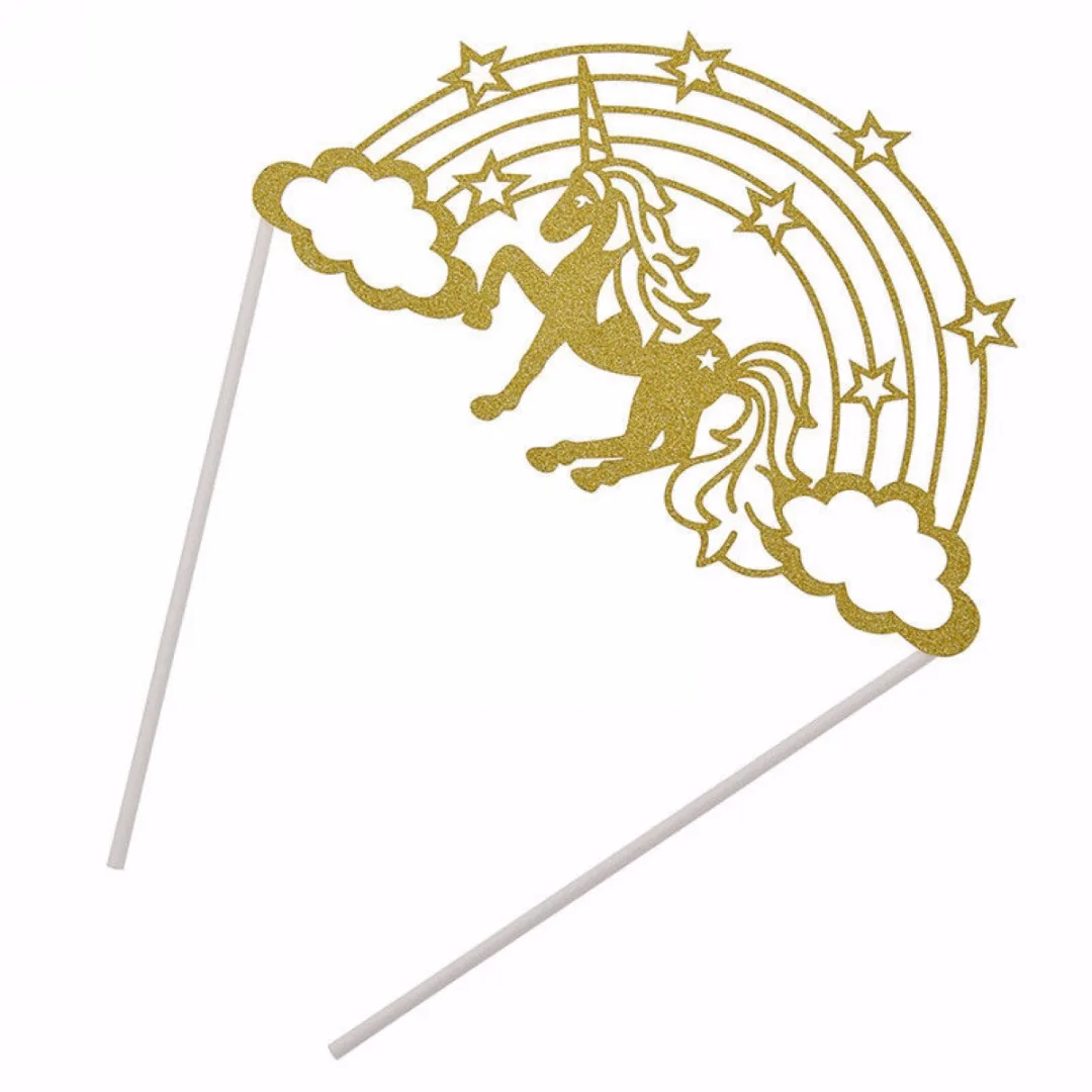 4 Color Unicorn Rainbow Cloud Birthday Cake Topper Sticks Cake Decorative Party Supplies