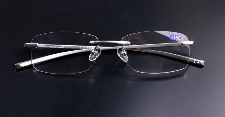 Алюминиевые магниевые качественные очки без оправы для чтения мужские оправы женские очки для чтения серая оправа прозрачные линзы
