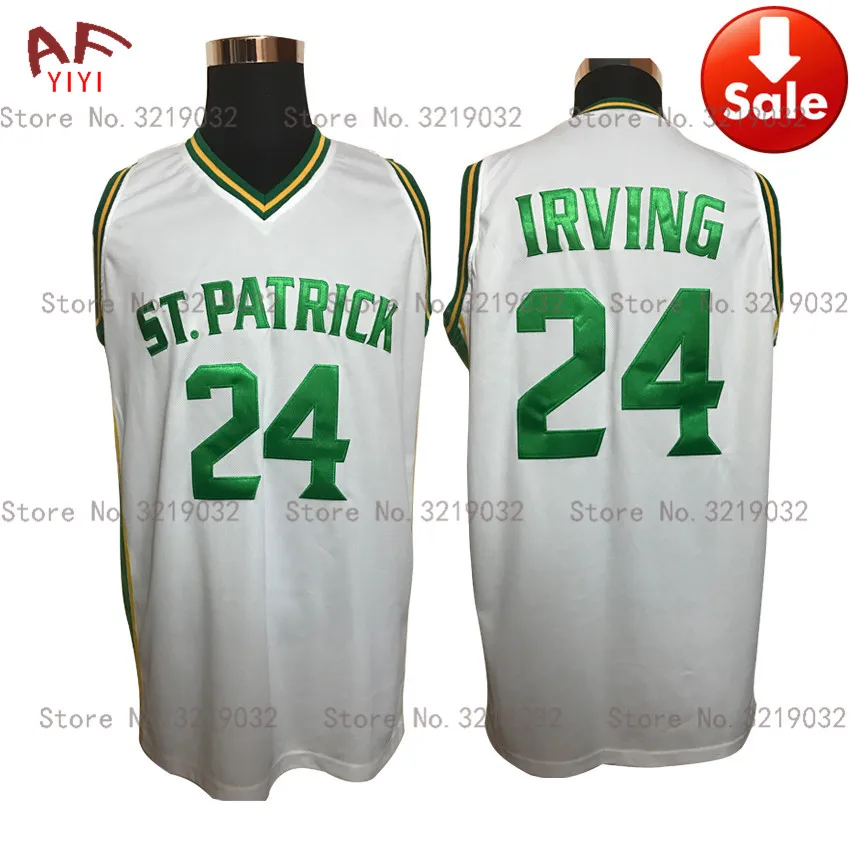 

Cheap Mens Throwback Kyrie Irving Jersey 24 St.Patrick High School White Basketball Jerseys Stitched Retro Shirts Free Shipping