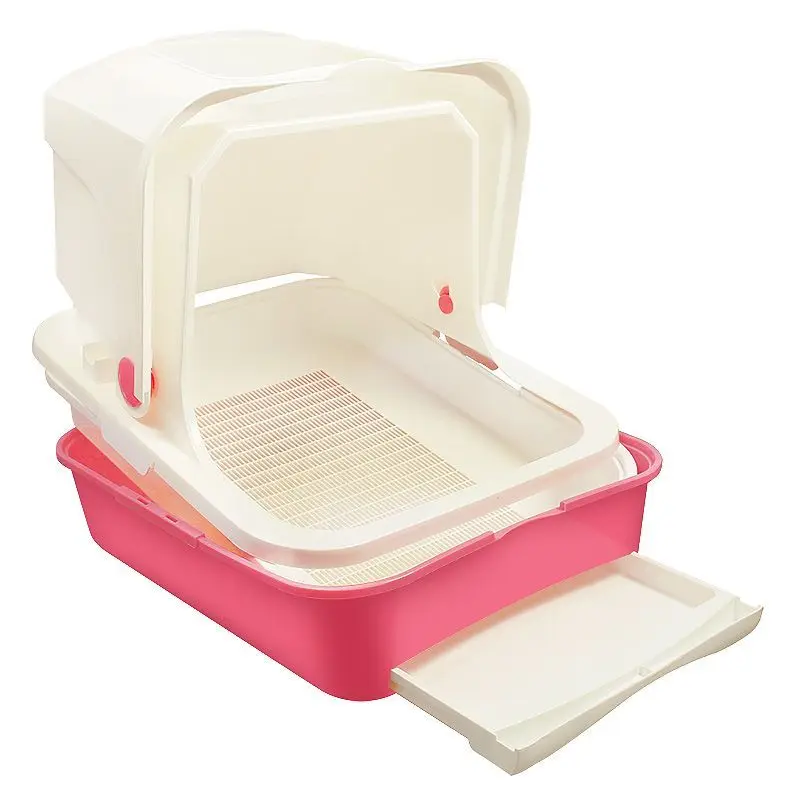 Large double fully enclosed cat toilet potty feces flip litter large