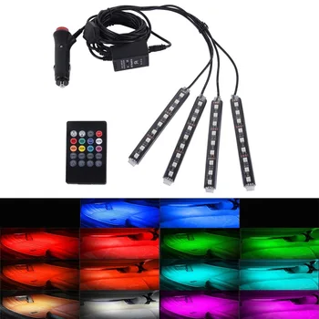 

4pcs/et 7 Color LED Car Interior Lighting Kit car styling interior decoration atmosphere light and Wireless Remote Control