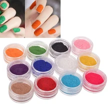 2015 New 12 Colors Glitter Gel Acrylic Velvet Powder Nail Art Salon Tips Polish Fingernails DIY Decorations 6FI6