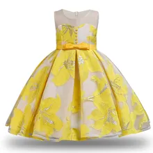 Летнее торжественное платье высокого качества для девочек; элегантное платье принцессы с цветочным принтом и бантом; детское платье для выступлений на фортепиано