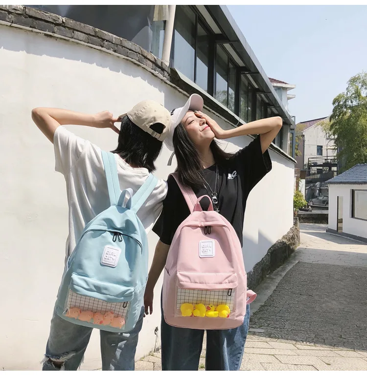Простой Прозрачный Водонепроницаемый женский рюкзак женский Харадзюку нейлон школьные рюкзаки для путешествий милый подарок маленькая утка студенческий рюкзак девушки книжные сумки