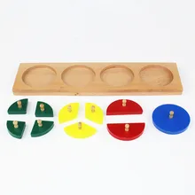 Niños Montessori Juguete de Madera Del Bebé del Recorte Círculos Fracción 1-4 Formación Preescolar Aprendizaje Educativo Brinquedos Juguets