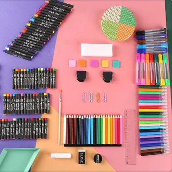 

176pcs Kids Gift Creative Painting Graffiti Paint Brush Set Children Daily Entertainment Toy Art Sets With Easel